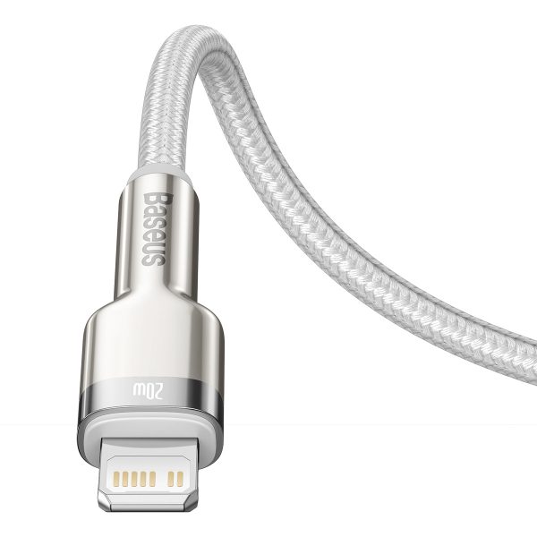Cafule sērijas metāla datu USB-C kabelis - iPhone Lightning 20W PD 1m - balts