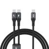 2in1 kabelis L3F 2 tālruņu uzlādei USB-C - 2x USB-C 100W 1.2m - melns