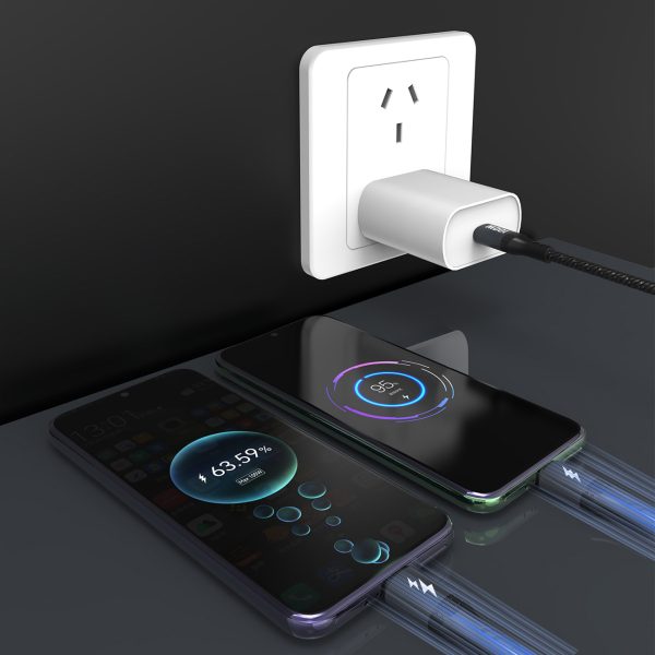 2in1 kabelis L3F 2 tālruņu uzlādei USB-C - 2x USB-C 100W 1.2m - melns