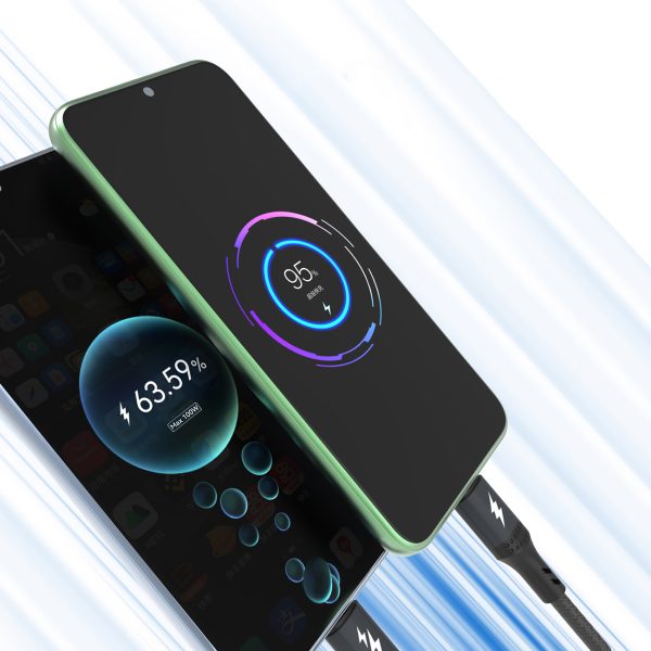 2in1 kabelis L3F 2 tālruņu uzlādei USB-C - 2x USB-C 100W 1.2m - melns