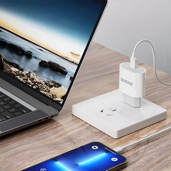 A14EUC PD 20W USB-C mazais sienas lādētājs + USB-C kabelis - balts
