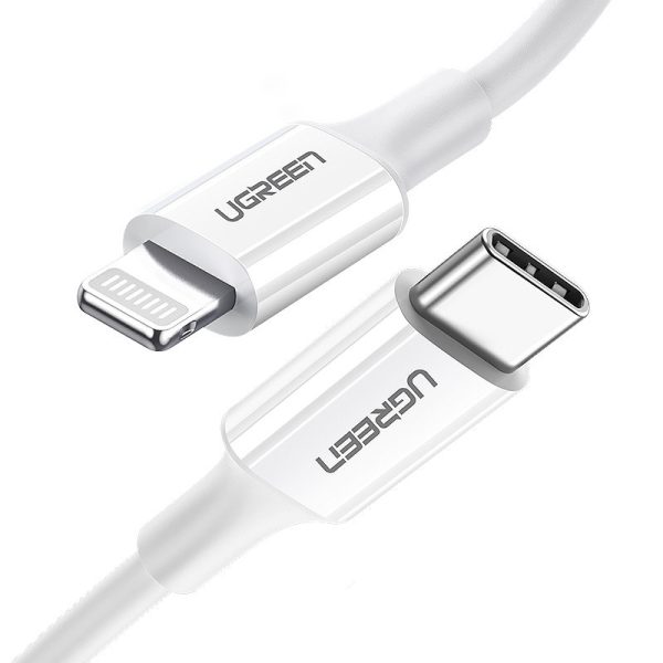 Kabelis MFi USB-C - iPhone Lightning 20W 3A 0.25m - balts