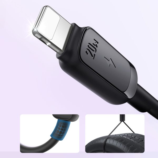 Kabelis Multi-Color Series A14 USB-C - iPhone Lightning 20W 1,2 m - melns