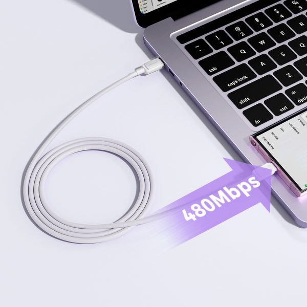 Daudzkrāsains A14 sērijas USB-C - USB-C 100W 1,2 m kabelis - balts