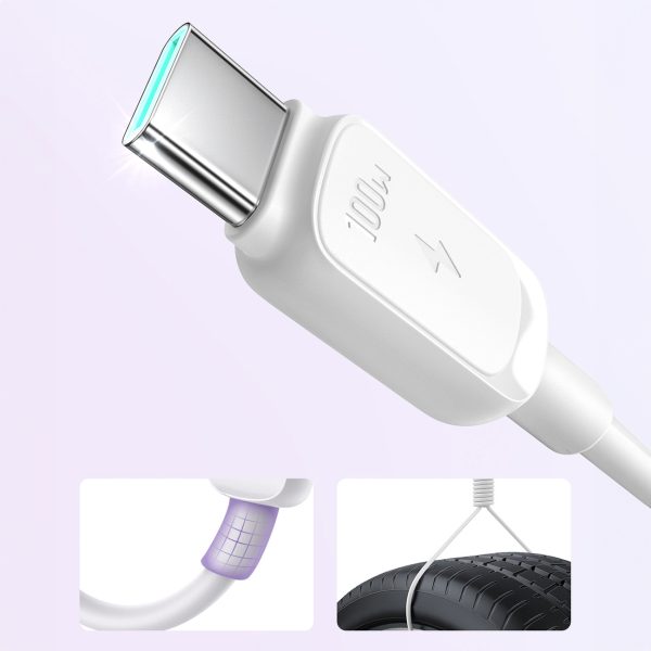 Daudzkrāsains A14 sērijas USB-C - USB-C 100W 1,2 m kabelis - balts