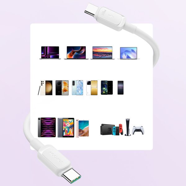 Daudzkrāsains A14 sērijas USB-C - USB-C 100W 1,2 m kabelis - balts