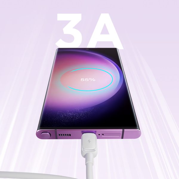 Daudzkrāsains sērija A14 USB-A - USB-C 3A 1,2 m kabelis - balts