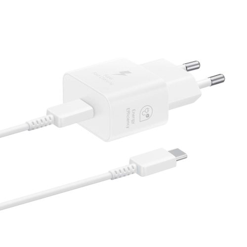 Samsung 25W SFC GaN sienas lādētājs ar USB-C kabeli - balts