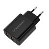 30 W USB-C 2x USB-A sienas lādētājs - melns