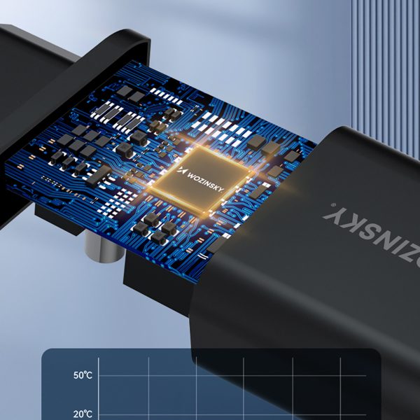 30 W USB-C 2x USB-A sienas lādētājs - melns