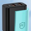 30 W USB-C 2x USB-A sienas lādētājs - melns