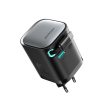 GaN 65W USB-A USB-C sienas lādētājs ar iebūvētu USB-C kabeli - melns