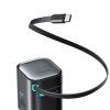 GaN 65W USB-A USB-C sienas lādētājs ar iebūvētu USB-C kabeli - melns
