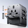 Universāls lādētāja ceļojumu adapteris 65W ES / ASV / Japāna / Austrālija / Apvienotā Karaliste / Kanāda - melns