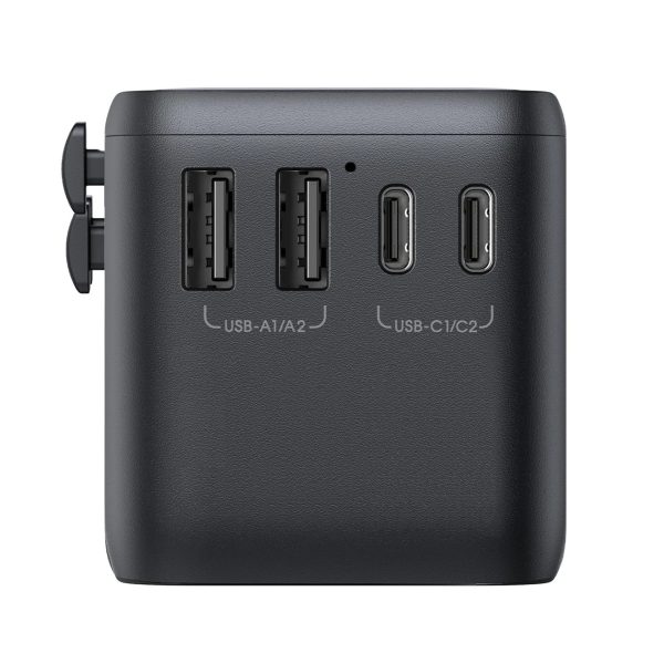 Universāls lādētāja ceļojumu adapteris 65W ES / ASV / Japāna / Austrālija / Apvienotā Karaliste / Kanāda - melns