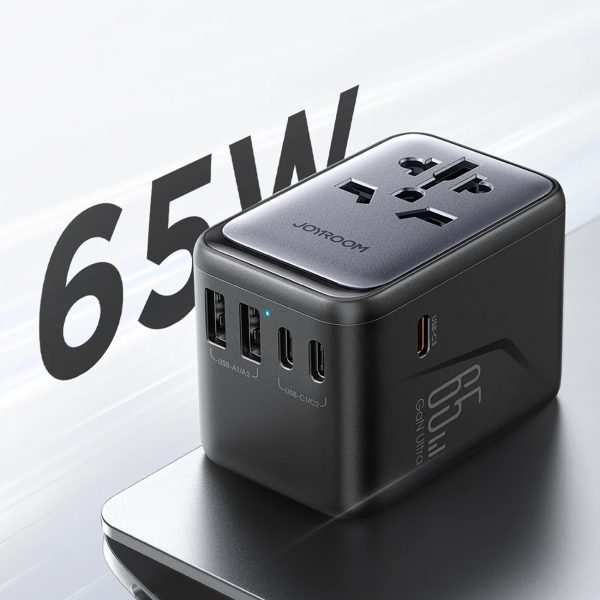 Universāls lādētāja ceļojumu adapteris 65W ES / ASV / Japāna / Austrālija / Apvienotā Karaliste / Kanāda - melns