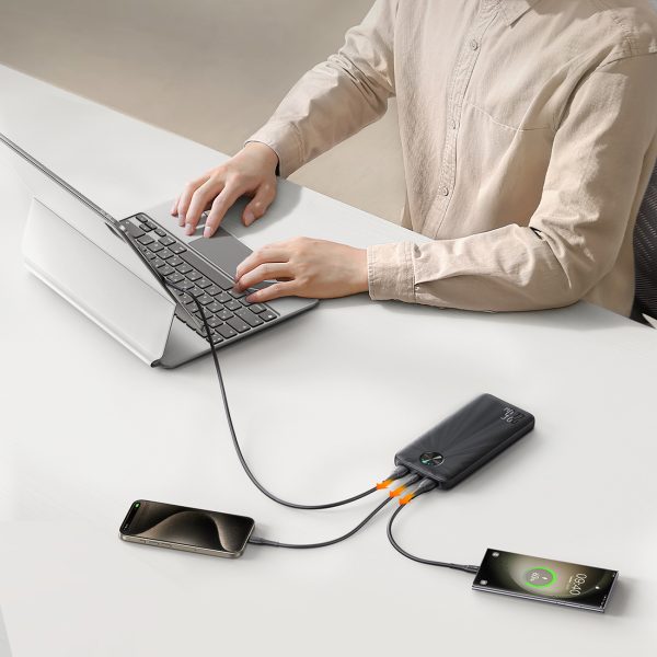 Powerbank 10000mAh USB-C USB-A 22.5W SCP QC PD - melns
