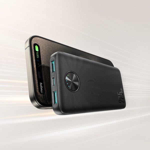 Powerbank 10000mAh USB-C USB-A 22.5W SCP QC PD - melns