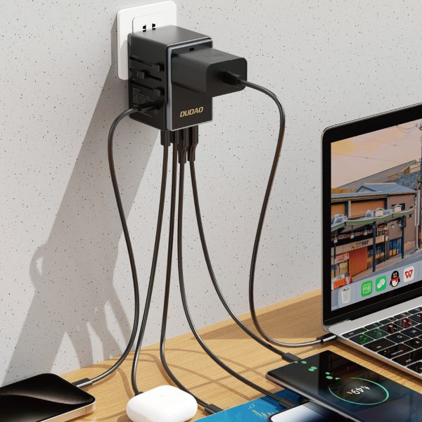 Lādētāja ceļojumu adapteris A35Pro 35W ES / Apvienotā Karaliste / Austrālija / ASV / Japāna 3x USB-C 2x USB-A - melns