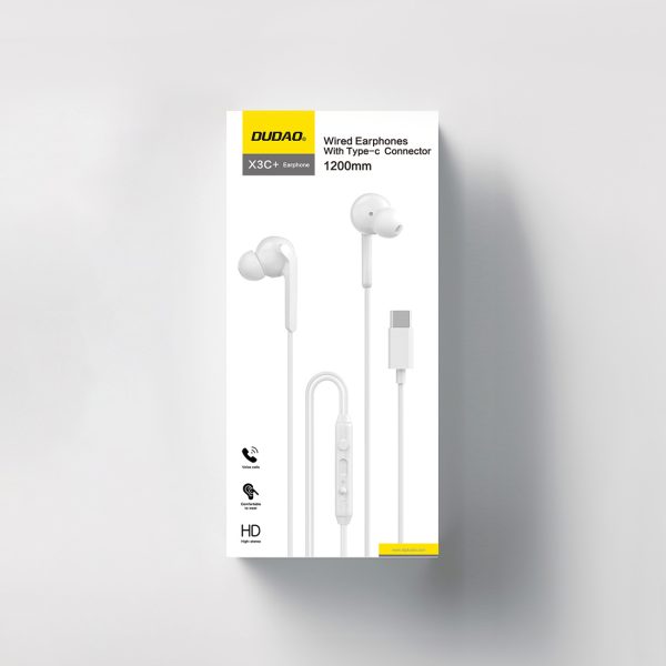 X3C+ vadu USB-C ausīs ievietojamas austiņas 1,2 m - baltas