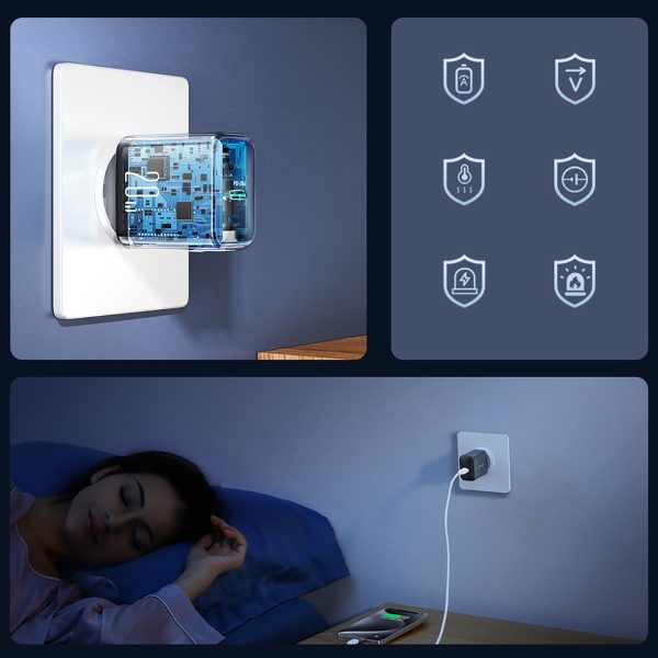 USB-C PD QC 20W sienas lādētājs - melns