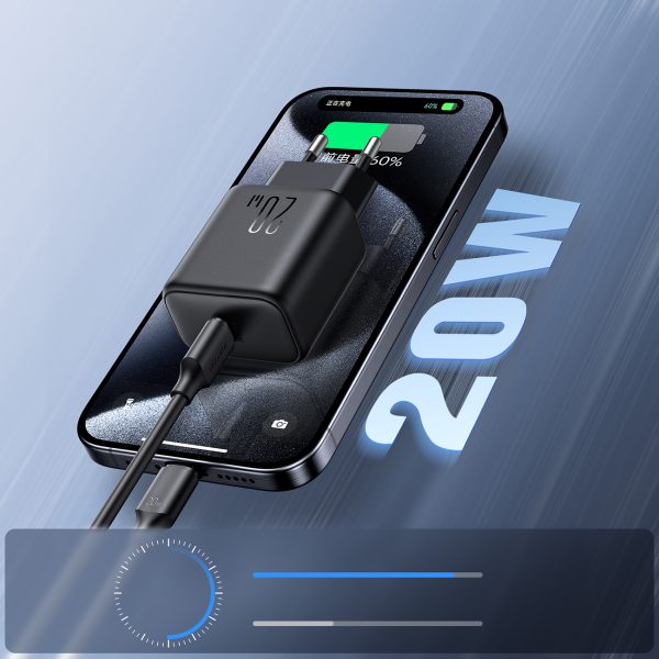 USB-C PD QC 20W sienas lādētājs - melns