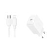 USB-C PD QC 20W sienas lādētājs + 1m iPhone Lightning kabelis - balts