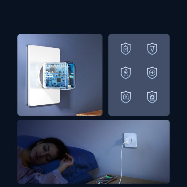 USB-C PD QC 20W sienas lādētājs + 1m iPhone Lightning kabelis - balts