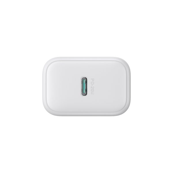 USB-C PD QC 20W sienas lādētājs + 1m iPhone Lightning kabelis - balts