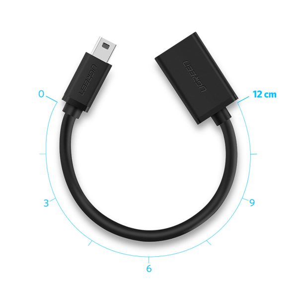 Adapteris mini USB-B (vīriešu) - USB-A (sieviešu) OTG 10 cm - pelēks