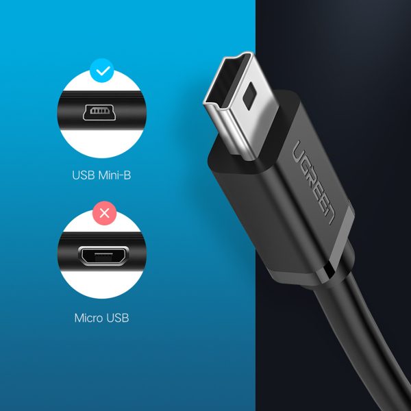 Adapteris mini USB-B (vīriešu) - USB-A (sieviešu) OTG 10 cm - pelēks