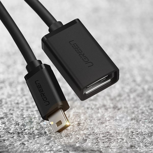 Adapteris mini USB-B (vīriešu) - USB-A (sieviešu) OTG 10 cm - pelēks