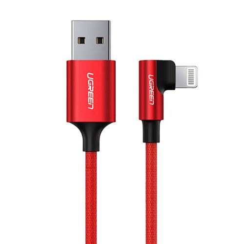 iPhone Lightning uz USB-A MFi 2.4A 1m leņķiskais kabelis - sarkans
