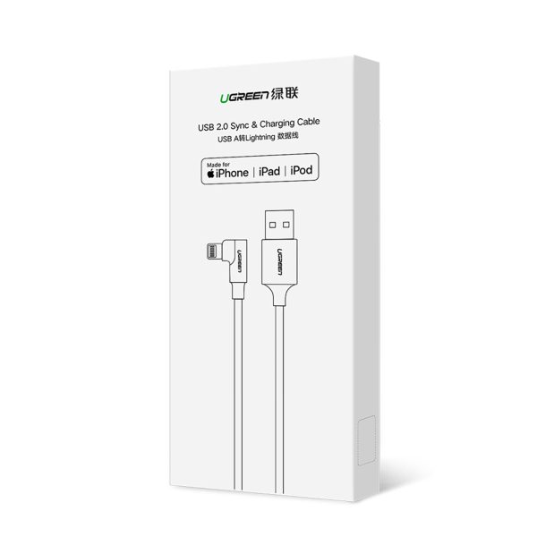 iPhone Lightning uz USB-A MFi 2.4A 1m leņķiskais kabelis - sarkans