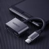 Audio adapteris 2 portu USB-C (vīriešu) - mini ligzda 3,5 mm / USB-C (sieviešu) - pelēks