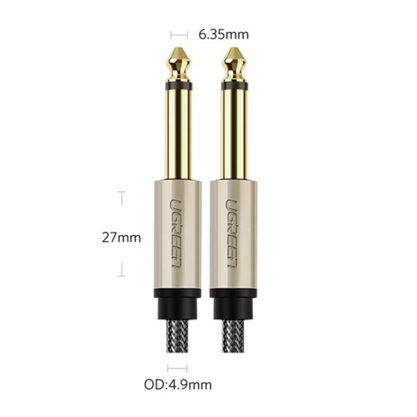 Audio kabelis mono TS ligzda 6,35 mm - ligzda 6,35 mm 3 m - pelēks