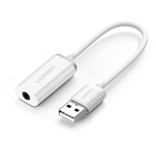 Adapteris USB-A (vīriešu) - mini ligzda 3,5 mm (sieviešu) - balts