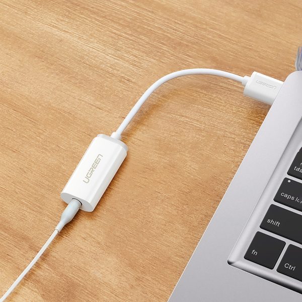 Adapteris USB-A (vīriešu) - mini ligzda 3,5 mm (sieviešu) - balts