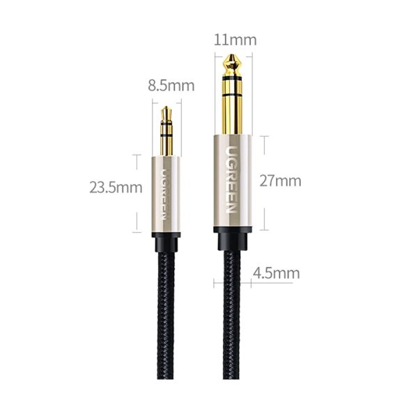 Audio kabelis TRS mini ligzda 3,5 mm - ligzda 6,35 mm 3 m - pelēks