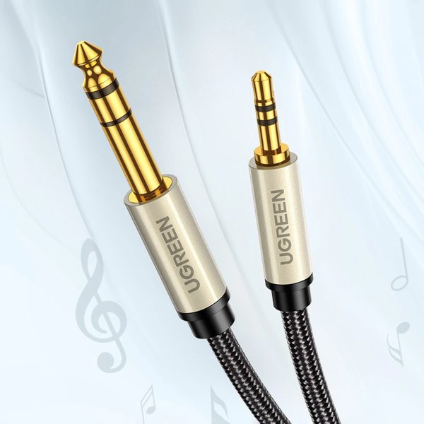 Audio kabelis TRS mini ligzda 3,5 mm - ligzda 6,35 mm 3 m - pelēks