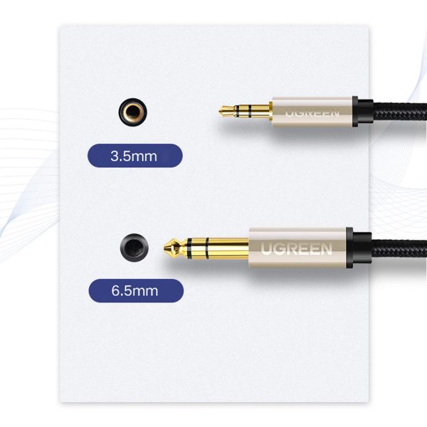 Audio kabelis TRS mini ligzda 3,5 mm - ligzda 6,35 mm 3 m - pelēks