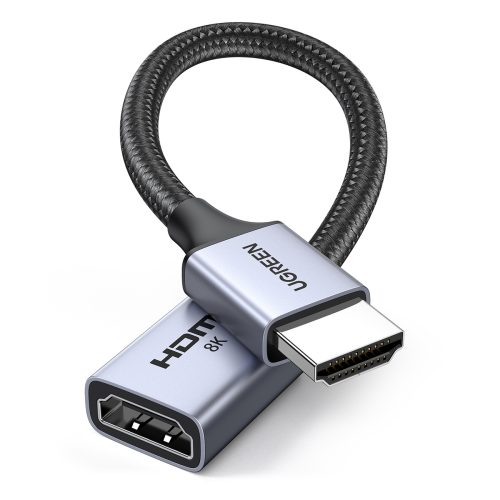 HDMI (vīriešu/HDMI (sieviešu) 8K 15 cm pagarinātāja kabelis - pelēks