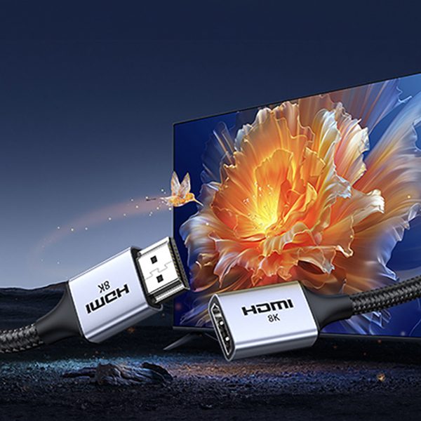 HDMI (vīriešu/HDMI (sieviešu) 8K 15 cm pagarinātāja kabelis - pelēks