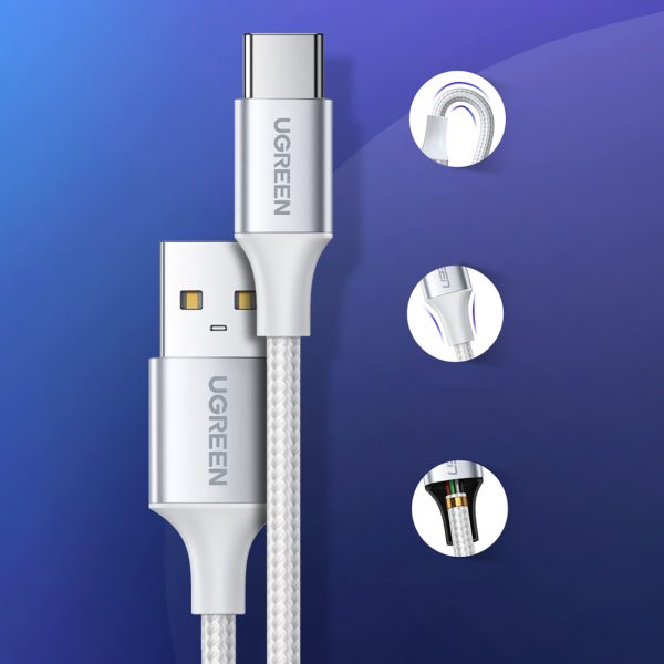 Pīts kabelis USB-A - USB-C QC 3.0 3A 1m - balts