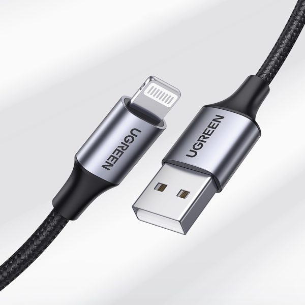 USB-A - iPhone Lightning MFi 2 m pinuma kabelis - melns