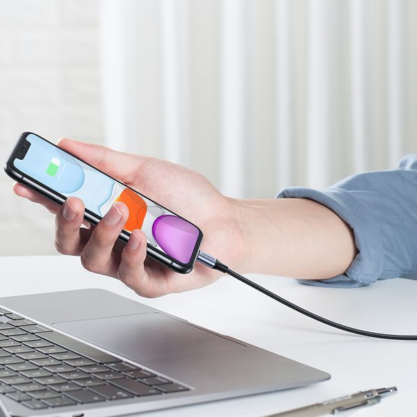 USB-A - iPhone Lightning MFi 2 m pinuma kabelis - melns