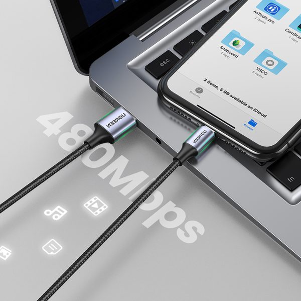 USB-A - iPhone Lightning MFi 2 m pinuma kabelis - melns