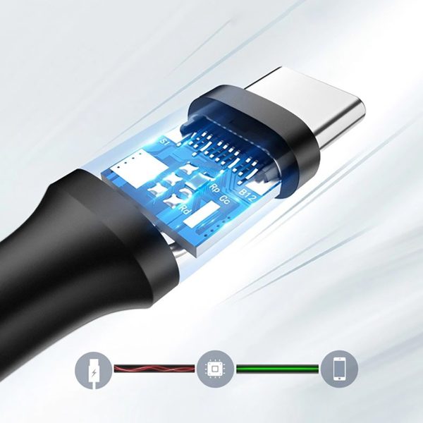 Kabelis USB-A 3.0 - USB-C 3A 2m - melns