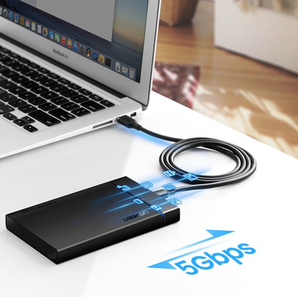 Kabelis USB-A 3.0 - USB-C 3A 2m - melns