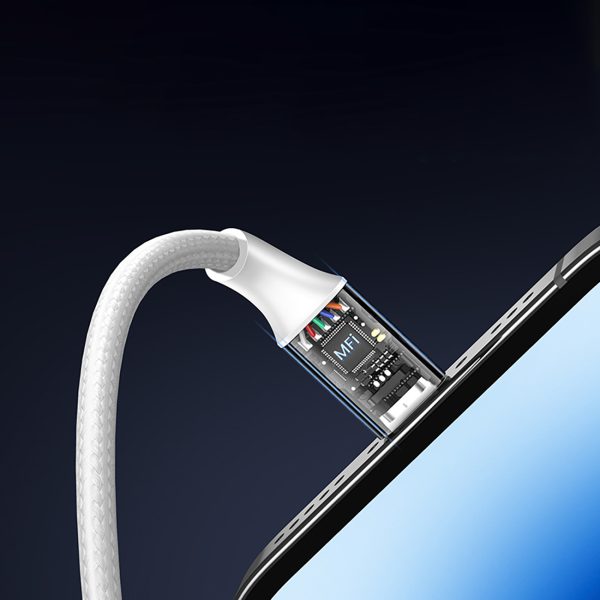 USB-A - iPhone Lightning MFi 2m pinuma kabelis - sudrabs